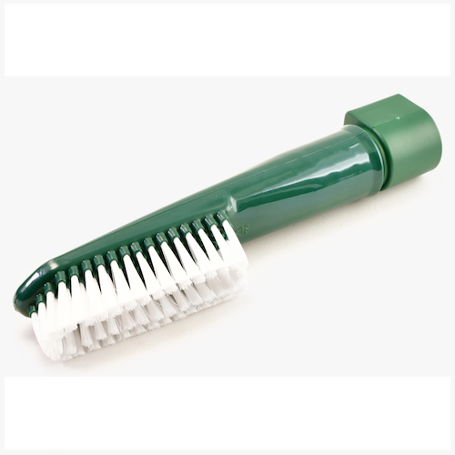 Brosse meubles verte, grande, tube semi-ovale