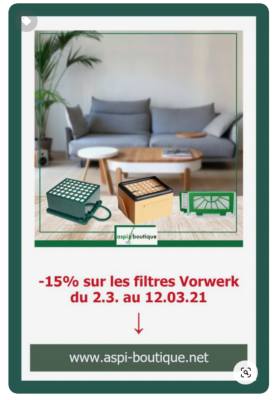 Filtre Vorwerk promo chez aspi-boutique